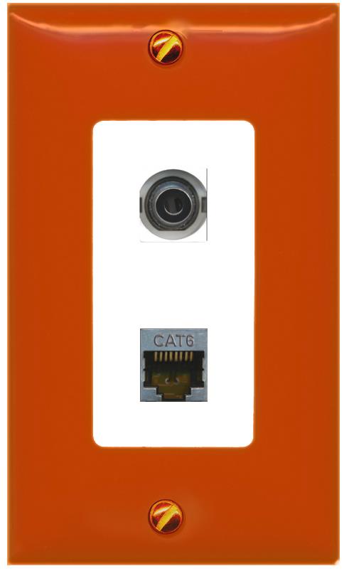 RiteAV 3.5mm CAT6-SHIELDED Wall Plate [Orange/White]