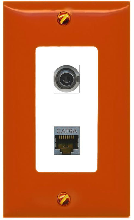 RiteAV 3.5mm CAT6A Wall Plate [Orange/White]