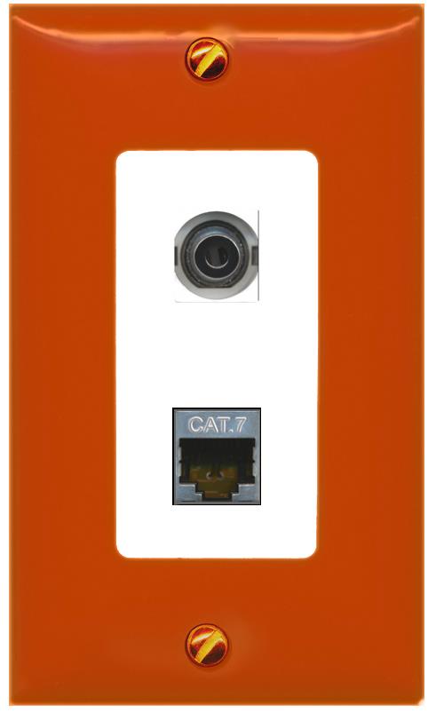 RiteAV 3.5mm CAT7 Wall Plate [Orange/White]