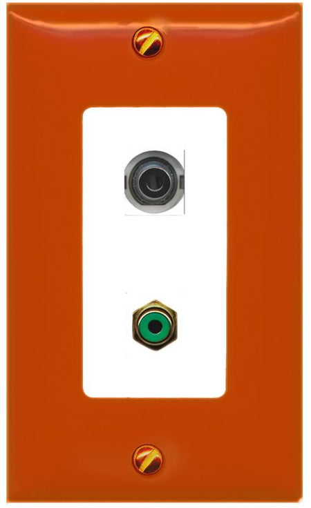 RiteAV 3.5mm RCA-GREEN Wall Plate [Orange/White]