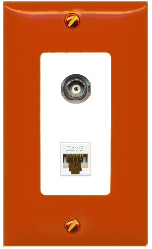 RiteAV BNC CAT6 Wall Plate [Orange/White]
