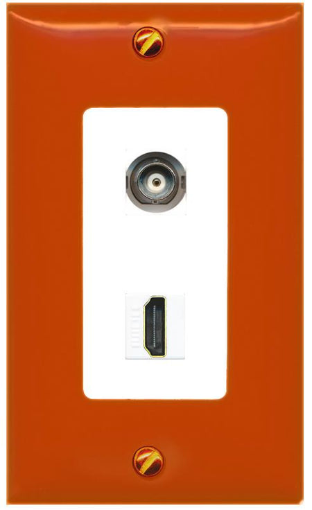 RiteAV BNC HDMI Wall Plate [Orange/White]