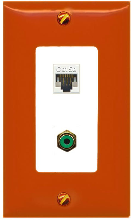 RiteAV CAT5E RCA-GREEN Wall Plate [Orange/White]