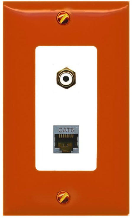 RiteAV CAT6-SHIELDED RCA-Orange/White Wall Plate [Orange/White]