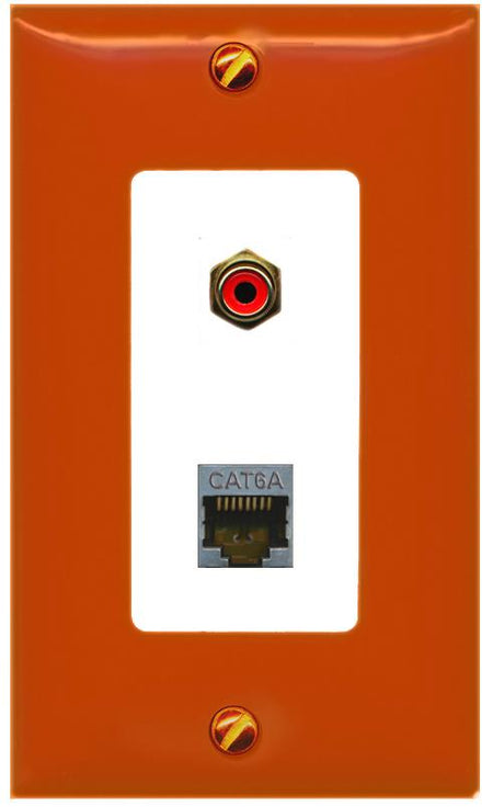 RiteAV CAT6A RCA-RED Wall Plate [Orange/White]