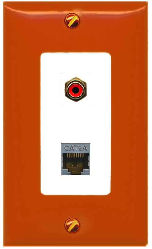 RiteAV CAT6A RCA-RED Wall Plate [Orange/White]