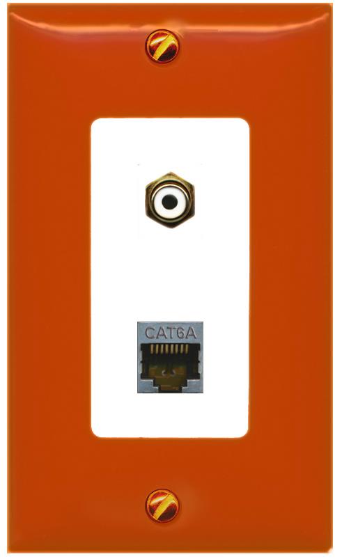 RiteAV CAT6A RCA-Orange/White Wall Plate [Orange/White]