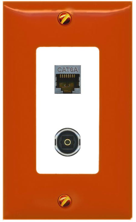 RiteAV CAT6A TOSLINK Wall Plate [Orange/White]