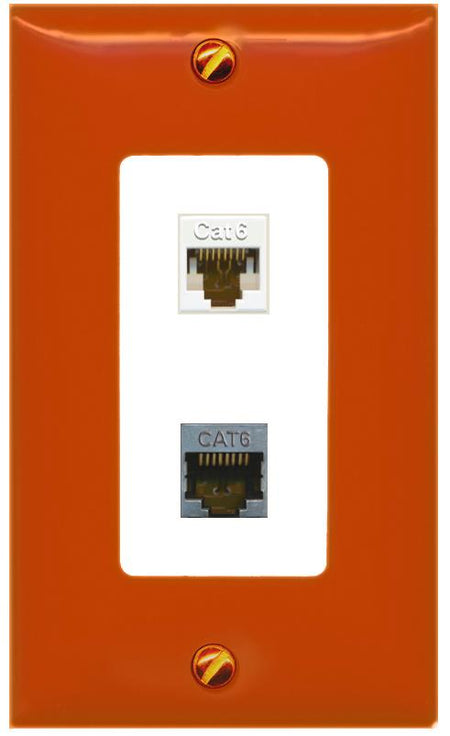 RiteAV CAT6 CAT6-SHIELDED Wall Plate [Orange/White]