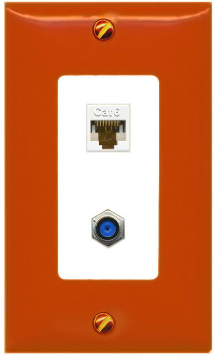 RiteAV CAT6 F81 Wall Plate [Orange/White]
