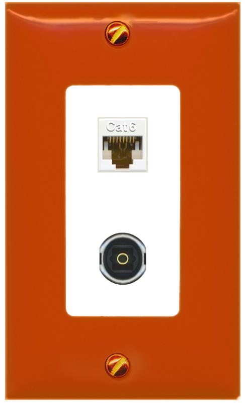 RiteAV CAT6 TOSLINK Wall Plate [Orange/White]