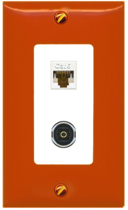 RiteAV CAT6 TOSLINK Wall Plate [Orange/White]