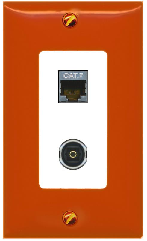 RiteAV CAT7 TOSLINK Wall Plate [Orange/White]