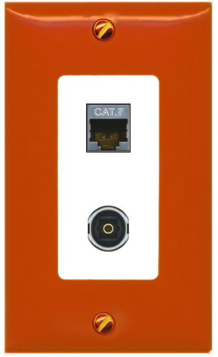 RiteAV CAT7 TOSLINK Wall Plate [Orange/White]