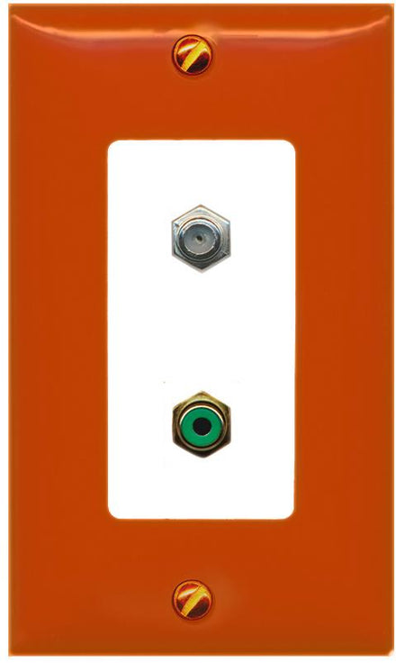 RiteAV COAX RCA-GREEN Wall Plate [Orange/White]