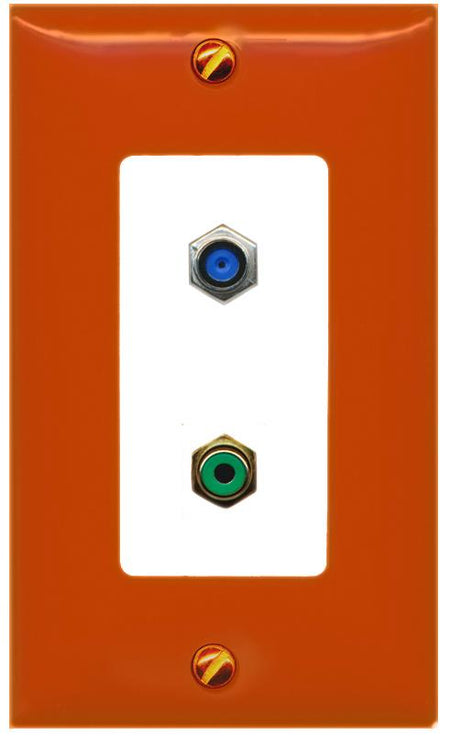 RiteAV F81 RCA-GREEN Wall Plate [Orange/White]