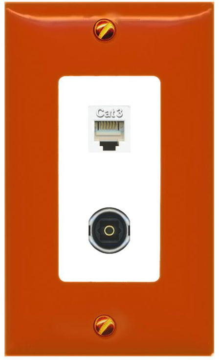 RiteAV PHONE TOSLINK Wall Plate [Orange/White]