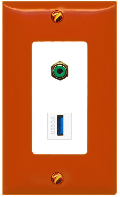 RiteAV RCA-GREEN USB-3 Wall Plate [Orange/White]