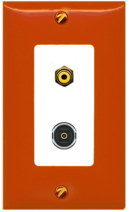 RiteAV RCA-YELLOW TOSLINK Wall Plate [Orange/White]