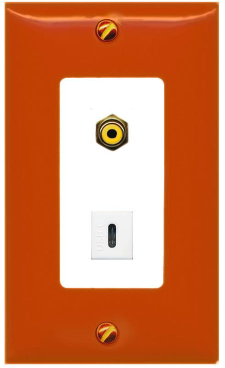 RiteAV RCA-YELLOW USBC Wall Plate [Orange/White]