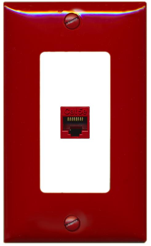 RiteAV CAT5E-RED Wall Plate [Red-White]
