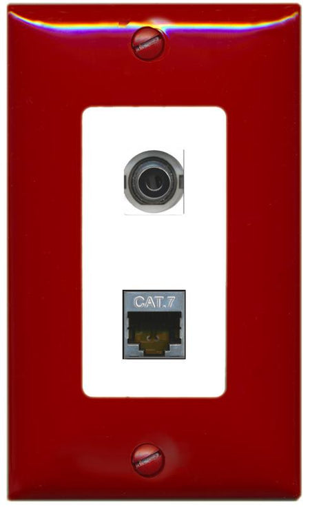 RiteAV 3.5mm CAT7 Wall Plate [Red/White]