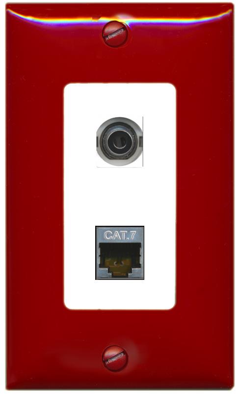 RiteAV 3.5mm CAT7 Wall Plate [Red/White]