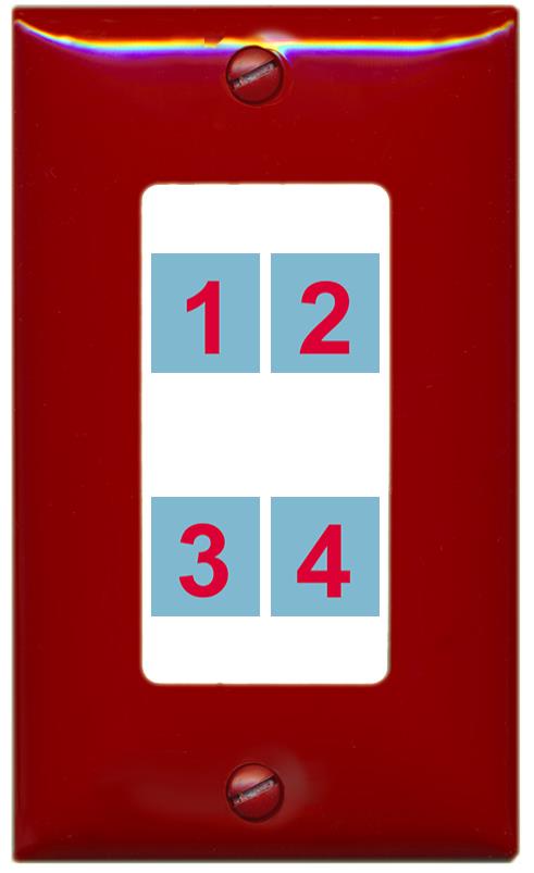 4 Port Custom Keystone Wall Plate Decorative Red/White