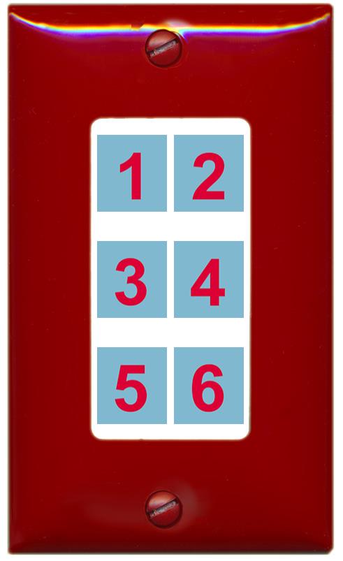6 Port Custom Keystone Wall Plate Decorative Red/White