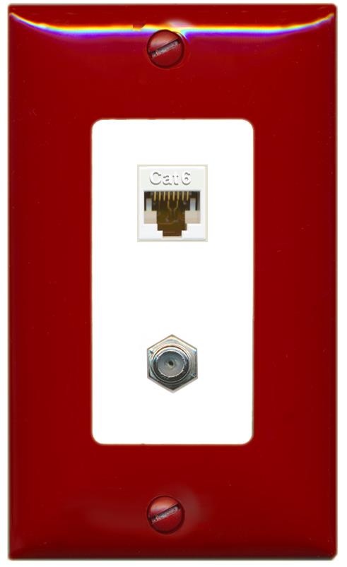 RiteAV CAT6 COAX Wall Plate [Red/White]