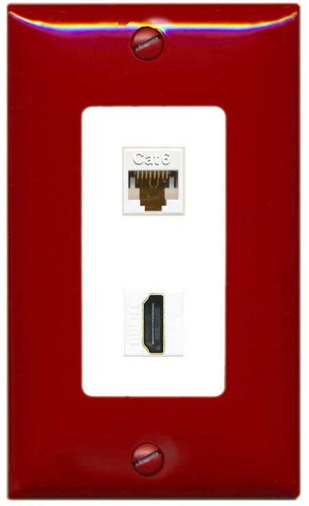 RiteAV CAT6 HDMI Wall Plate [Red/White]