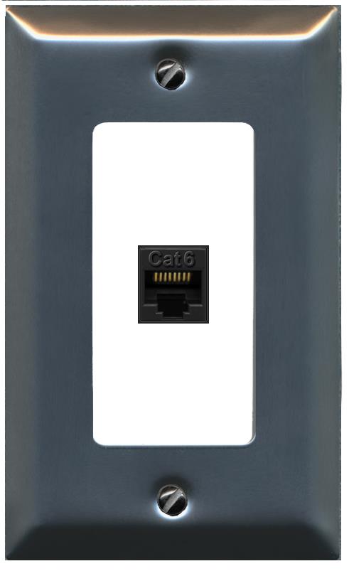 RiteAV CAT6-BLACK Wall Plate [Stainless-White]
