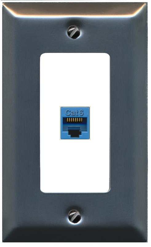 RiteAV CAT6-BLUE Wall Plate [Stainless-White]