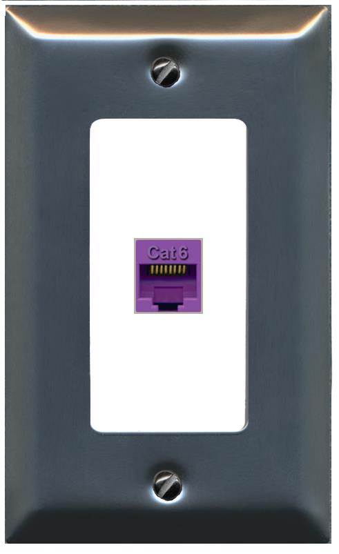 RiteAV CAT6-PURPLE Wall Plate [Stainless-White]