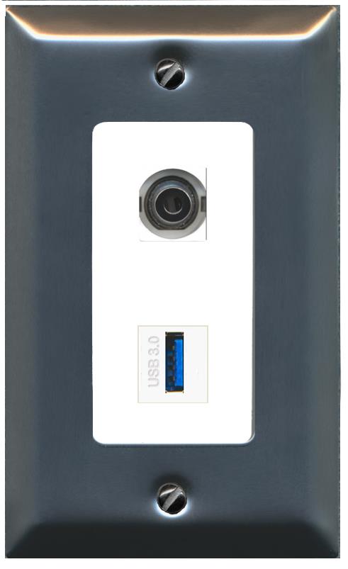 3.5mm USB-3 Wall Plate [White]