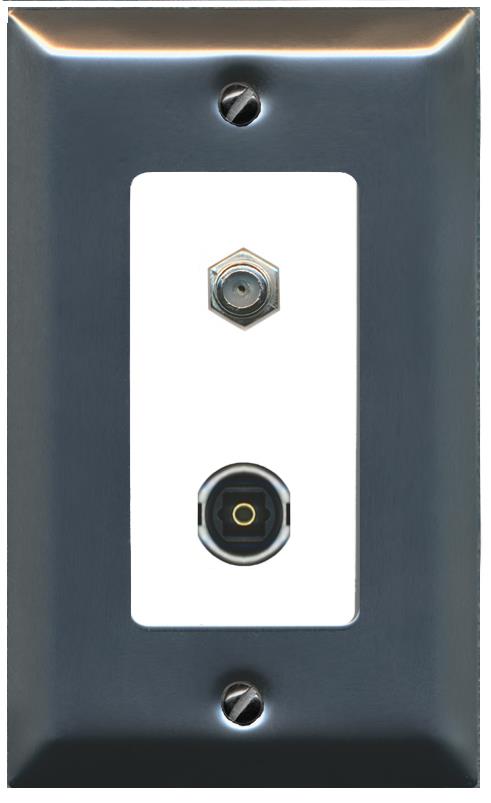 COAX TOSLINK Wall Plate [White]