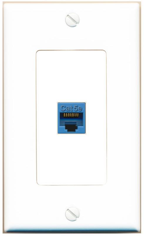 CAT5E-BLUE Wall Plate [White]