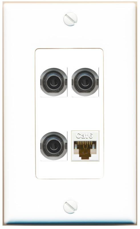 RiteAV 3 3.5mm CAT6 Wall Plate [White]