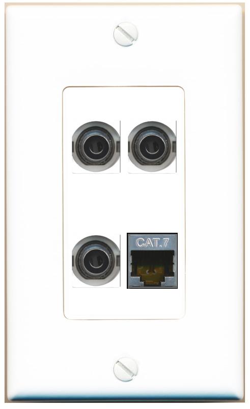 RiteAV 3 3.5mm CAT7 Wall Plate [White]