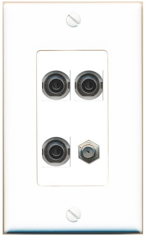 RiteAV 3 3.5mm COAX Wall Plate [White]
