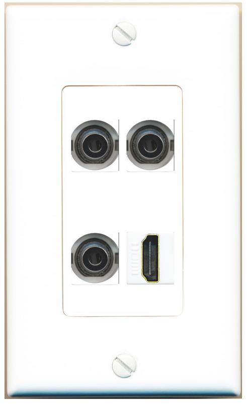 RiteAV 3 3.5mm HDMI Wall Plate [White]