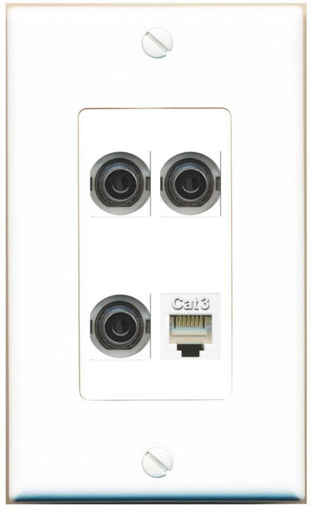 RiteAV 3 3.5mm PHONE Wall Plate [White]