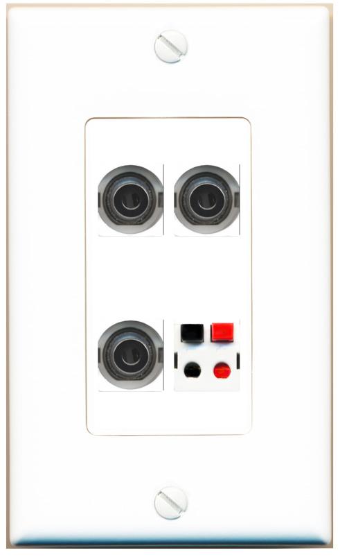 RiteAV 3 3.5mm SPEAKER Wall Plate [White]