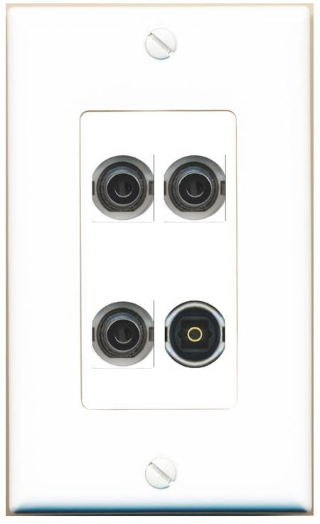 RiteAV 3 3.5mm TOSLINK Wall Plate [White]
