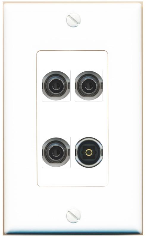 RiteAV 3 3.5mm TOSLINK Wall Plate [White]