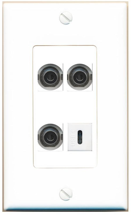 RiteAV 3 3.5mm USBC Wall Plate [White]