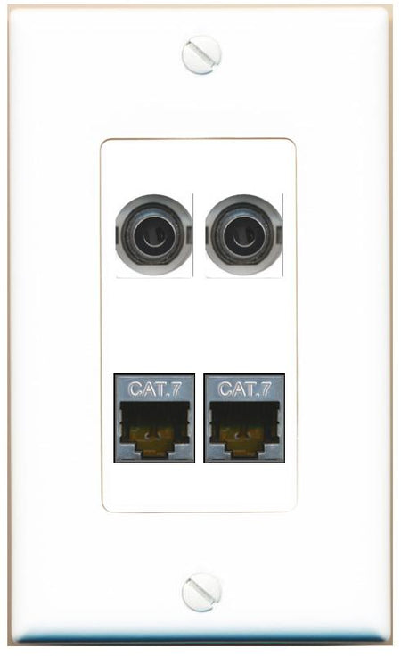 RiteAV 2 3.5mm 2 CAT7 Wall Plate [White]