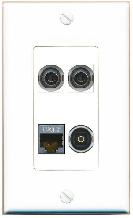RiteAV 2 3.5mm CAT7 TOSLINK Wall Plate [White]