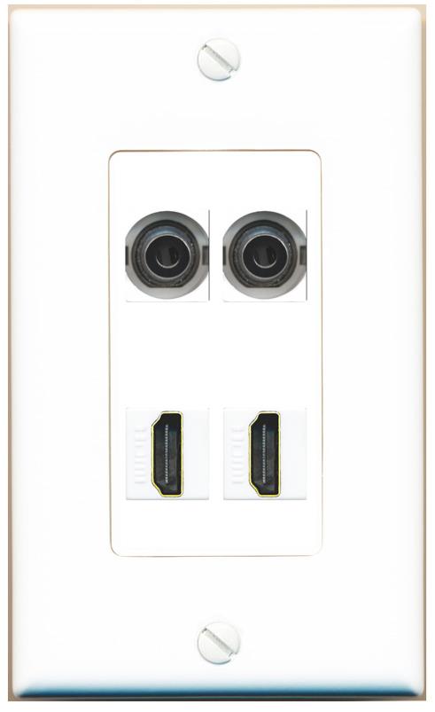 RiteAV 2 3.5mm 2 HDMI Wall Plate [White]