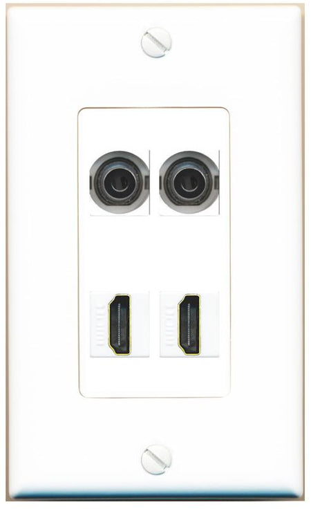 RiteAV 2 3.5mm 2 HDMI Wall Plate [White]